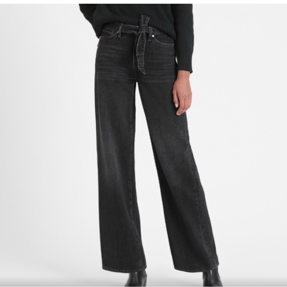 Banana Republic Factory Women's High Rise Black Wide-Leg Jeans
